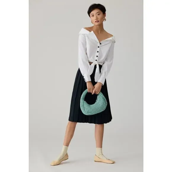 Maeve Crop Tie-Front Blouse L - Picture 3 of 4